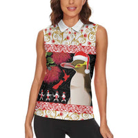 New Zealand Merry Christmas Women Sleeveless Polo Shirt Hoiho Xmas - Haka Dance and Pohutukawa