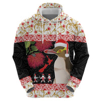 New Zealand Merry Christmas Zip Hoodie Hoiho Xmas - Haka Dance and Pohutukawa LT03 - Polynesian Pride