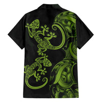 New Zealand Gecko Maori Art Tattoo Family Matching Short Sleeve Bodycon Dress and Hawaiian Shirt LT03 - Polynesian Pride