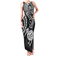 New Zealand Family Matching Tank Maxi Dress and Hawaiian Shirt Stylized Kiwi Bird Tattoo Mix Koru Circle and Maori Ethnic Vibe LT03 Mom's Dress Black - Polynesian Pride