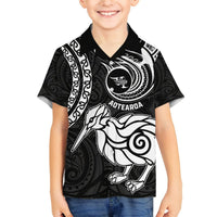 New Zealand Hawaiian Shirt Stylized Kiwi Bird Tattoo Mix Koru Circle and Maori Ethnic Vibe LT03 - Polynesian Pride