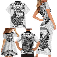 Custom New Zealand Family Matching Short Sleeve Bodycon Dress and Hawaiian Shirt Tui Bird and Koru Circle Mix Silver Fern Pattern LT03 - Polynesian Pride