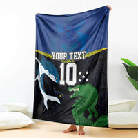 Custom Solomon Islands Rugby Blanket Arty Shark and Crocodile Solomon Islands National Emblems