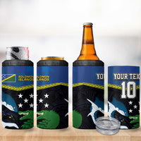 Custom Solomon Islands Rugby 4 in 1 Can Cooler Tumbler Arty Shark and Crocodile Solomon Islands National Emblems