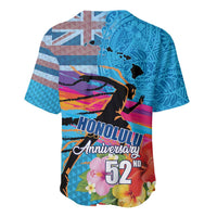 Honolulu Anniversary 52nd Running Baseball Jersey Marathon Competition Kakau Pattern Blue Color