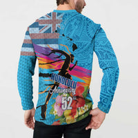 Honolulu Anniversary 52nd Running Button Sweatshirt Marathon Competition Kakau Pattern Blue Color