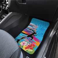 Honolulu Anniversary 52nd Running Car Mats Marathon Competition Kakau Pattern Blue Color