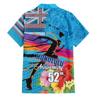 Honolulu Anniversary 52nd Running Family Matching Long Sleeve Bodycon Dress and Hawaiian Shirt Marathon Competition Kakau Pattern Blue Color LT03 - Polynesian Pride