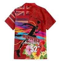 Honolulu Anniversary 52nd Running Family Matching Mermaid Dress and Hawaiian Shirt Marathon Competition Kakau Pattern Red Color