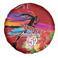 Honolulu Anniversary 52nd Running Spare Tire Cover Marathon Competition Kakau Pattern Red Color