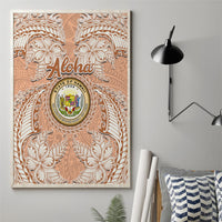 Hawaii Tropical Flowers with Kakau Tribal Canvas Wall Art Peach Fuzz Color LT03 - Polynesian Pride