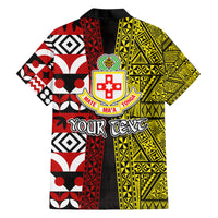 Tonga Kolisi Tonga Family Matching Short Sleeve Bodycon Dress and Hawaiian Shirt Ngatu and Geometric Pattern LT03 - Polynesian Pride