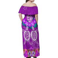 Polynesian Valentine Day Family Matching Off Shoulder Maxi Dress and Hawaiian Shirt Love Couple Turtle Maori Hibiscus Purple LT03 - Polynesian Pride
