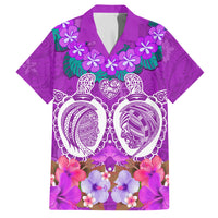Polynesian Valentine Day Hawaiian Shirt Love Couple Turtle Maori Hibiscus Purple LT03 Purple - Polynesian Pride