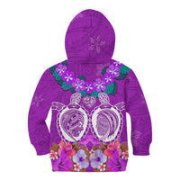 Polynesian Valentine Day Kid Hoodie Love Couple Turtle Maori Hibiscus Purple LT03 - Polynesian Pride