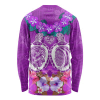 Polynesian Valentine Day Long Sleeve Shirt Love Couple Turtle Maori Hibiscus Purple LT03 - Polynesian Pride