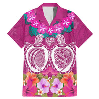 Polynesian Valentine Day Family Matching Mermaid Dress and Hawaiian Shirt Love Couple Turtle Maori Hibiscus Pink LT03 Dad's Shirt - Short Sleeve Pink - Polynesian Pride
