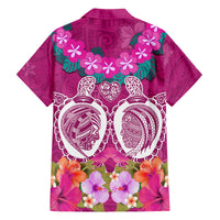 Polynesian Valentine Day Family Matching Puletasi and Hawaiian Shirt Love Couple Turtle Maori Hibiscus Pink LT03 - Polynesian Pride