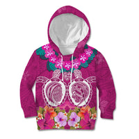 Polynesian Valentine Day Kid Hoodie Love Couple Turtle Maori Hibiscus Pink LT03 Hoodie Pink - Polynesian Pride