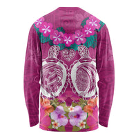 Polynesian Valentine Day Long Sleeve Shirt Love Couple Turtle Maori Hibiscus Pink LT03 - Polynesian Pride