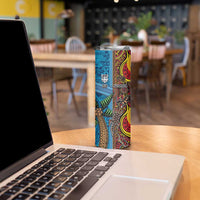 Personalised Australia and Fiji Together Skinny Tumbler Tribal Palm Tree with Tapa and Aboriginal Animals Half Style LT03 - Polynesian Pride