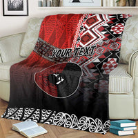 Personalised Aotearoa and Tonga Together Blanket Manaia and Tongan Tribal Cross - Taniko and Ngatu Art Tattoo LT03 - Polynesian Pride