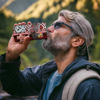 Personalised Aotearoa and Tonga Together 4 in 1 Can Cooler Tumbler Manaia and Tongan Tribal Cross - Taniko and Ngatu Art Tattoo