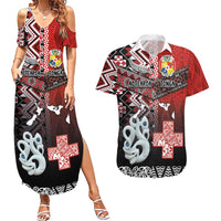 Personalised Aotearoa and Tonga Together Couples Matching Summer Maxi Dress and Hawaiian Shirt Manaia and Tongan Tribal Cross - Taniko and Ngatu Art Tattoo