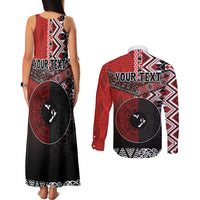 Personalised Aotearoa and Tonga Together Couples Matching Tank Maxi Dress and Long Sleeve Button Shirt Manaia and Tongan Tribal Cross - Taniko and Ngatu Art Tattoo LT03 - Polynesian Pride