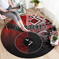 Personalised Aotearoa and Tonga Together Round Carpet Manaia and Tongan Tribal Cross - Taniko and Ngatu Art Tattoo LT03 - Polynesian Pride