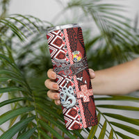 Personalised Aotearoa and Tonga Together Skinny Tumbler Manaia and Tongan Tribal Cross - Taniko and Ngatu Art Tattoo LT03 - Polynesian Pride