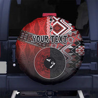 Personalised Aotearoa and Tonga Together Spare Tire Cover Manaia and Tongan Tribal Cross - Taniko and Ngatu Art Tattoo