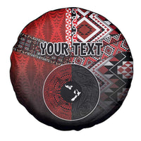 Personalised Aotearoa and Tonga Together Spare Tire Cover Manaia and Tongan Tribal Cross - Taniko and Ngatu Art Tattoo
