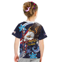 American Samoa Flag Day Kid T Shirt Bald Eagle with Uatogi and Fue - Polynesian and Floral Tribal Tattoo
