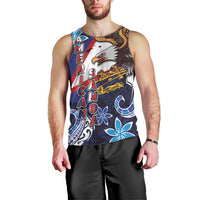 American Samoa Flag Day Men Tank Top Bald Eagle with Uatogi and Fue - Polynesian and Floral Tribal Tattoo