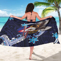 American Samoa Flag Day Sarong Bald Eagle with Uatogi and Fue - Polynesian and Floral Tribal Tattoo