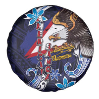 American Samoa Flag Day Spare Tire Cover Bald Eagle with Uatogi and Fue - Polynesian and Floral Tribal Tattoo