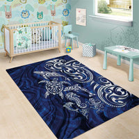 New Zealand Connecting with Seas Area Rug Maori Tribal and Sea Animals Tattoo - White Glass Style