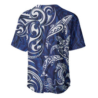 New Zealand Connecting with Seas Baseball Jersey Maori Tribal and Sea Animals Tattoo - White Glass Style