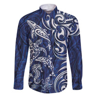 New Zealand Connecting with Seas Family Matching Off Shoulder Maxi Dress and Hawaiian Shirt Maori Tribal and Sea Animals Tattoo - White Glass Style