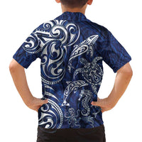 New Zealand Connecting with Seas Family Matching Puletasi and Hawaiian Shirt Maori Tribal and Sea Animals Tattoo - White Glass Style