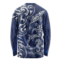 New Zealand Connecting with Seas Long Sleeve Shirt Maori Tribal and Sea Animals Tattoo - White Glass Style LT03 - Polynesian Pride
