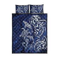 New Zealand Connecting with Seas Quilt Bed Set Maori Tribal and Sea Animals Tattoo - White Glass Style