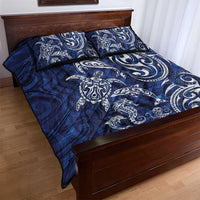 New Zealand Connecting with Seas Quilt Bed Set Maori Tribal and Sea Animals Tattoo - White Glass Style