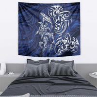 New Zealand Connecting with Seas Tapestry Maori Tribal and Sea Animals Tattoo - White Glass Style