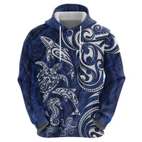 New Zealand Connecting with Seas Zip Hoodie Maori Tribal and Sea Animals Tattoo - White Glass Style LT03 - Polynesian Pride