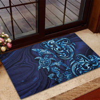 New Zealand Connecting with Seas Rubber Doormat Maori Tribal and Sea Animals Tattoo - Sea Texture Glass Style LT03 - Polynesian Pride