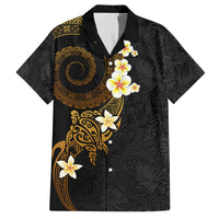 Polynesian Spiral Tribal Tattoo Family Matching Long Sleeve Bodycon Dress and Hawaiian Shirt Golden Color