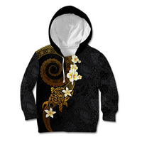 Polynesian Spiral Tribal Tattoo Kid Hoodie Golden Color