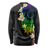 Polynesian Spiral Tribal Tattoo Long Sleeve Shirt Fanciful Color